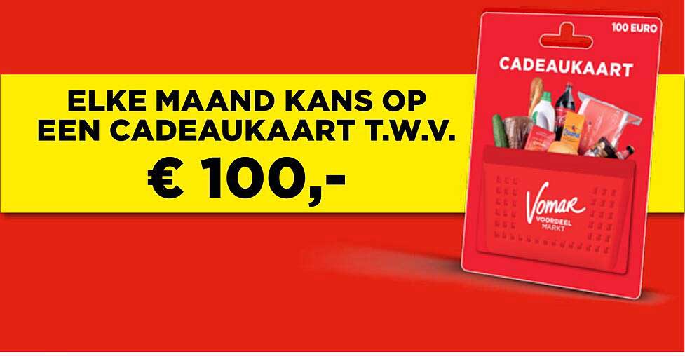 Elke maand kans op een cadeaukaart t.w.v. € 100,-