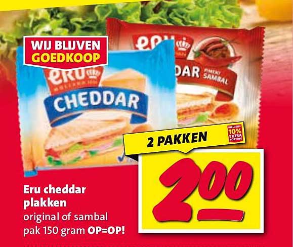 Eru cheddar plakken original of sambal pak 150 gram