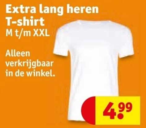 Extra lang heren T-shirt M t/m XXL