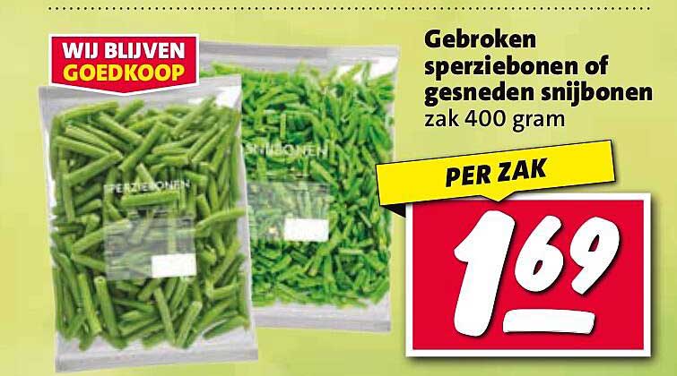 Gebroken sperziebonen of gesneden snijbonen zak 400 gram