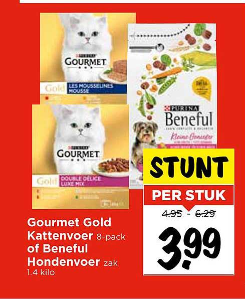 Gourmet Gold Kattenvoer 8-pack of Beneful Hondenvoer zak 1.4 kilo