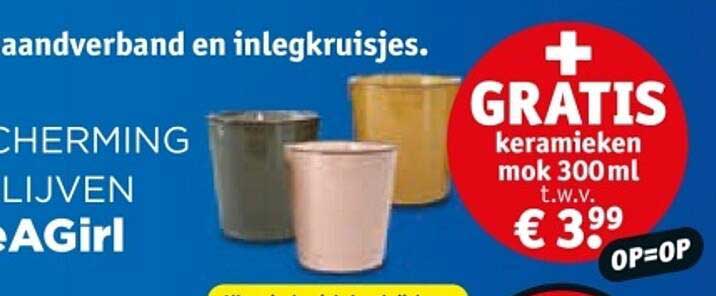 GRATIS keramieken mok 300ml t.w.v. € 3,99