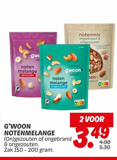 G’woon Notenmengeling (On)gezouten of ongebrand & ongezouten 2 voor 3.49