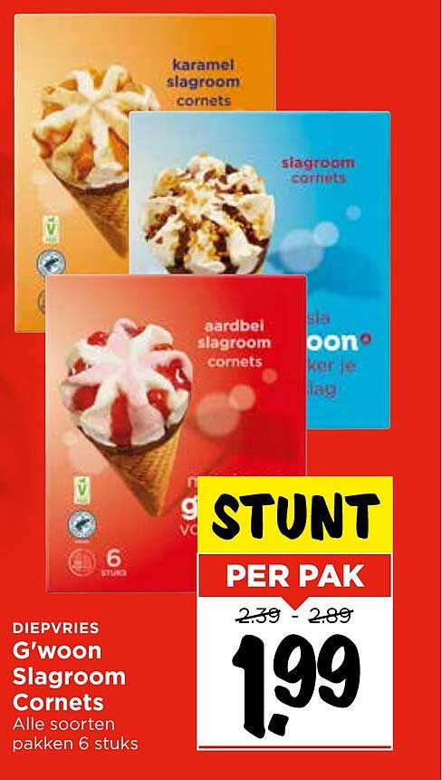G'woon Slagroom Cornets - Alle soorten pakken 6 stuks