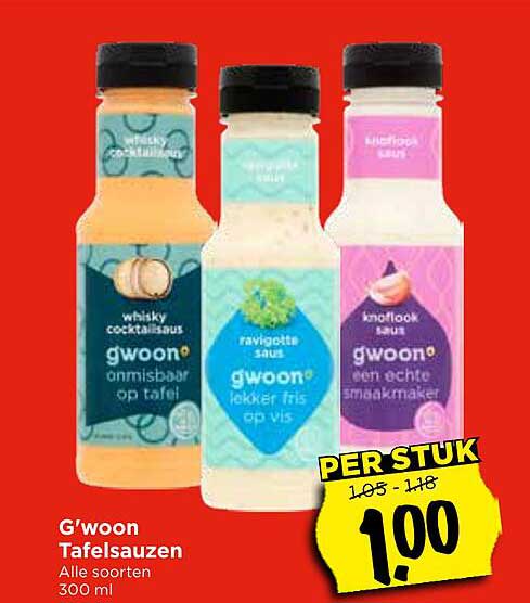 G'woon Tafel sauzen Alle soorten 300 ml