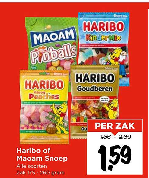 Haribo of Maaam Snoep Alle soorten Zak 175 - 260 gram