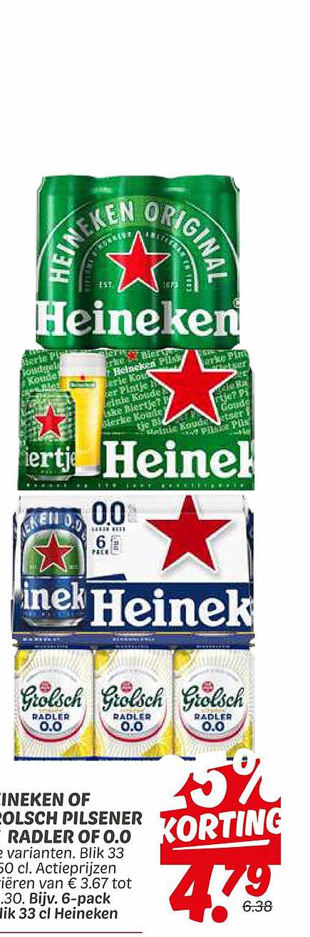 HEINEKEN OF GROLDSCH PILSENER OF RADLER OF 0.0