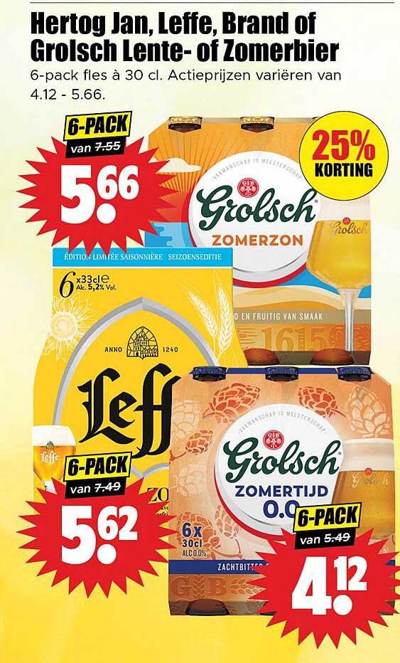 Hertog Jan, Leffe, Brand of Grolsch Lente- of Zomerbier