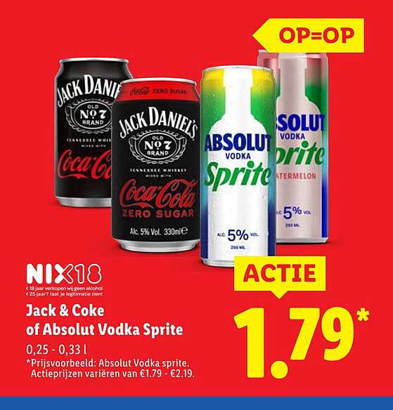 Jack & Coke of Absolut Vodka Sprite