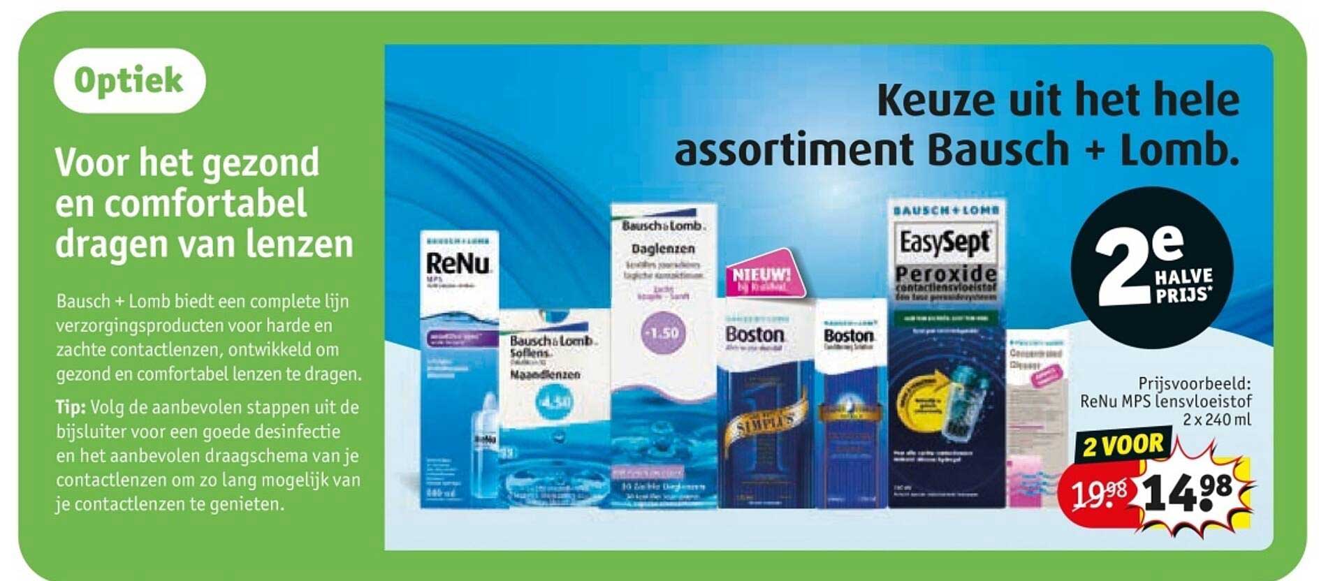 Keuze uit het hele assortiment Bausch + Lomb.