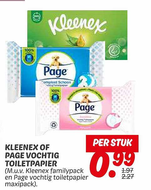 KLEENEX OF PAGE VOCHTIG TOILETPAPIER