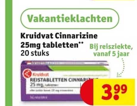 Kruidvat Cinnarizine 25mg tabletten 20 stuks