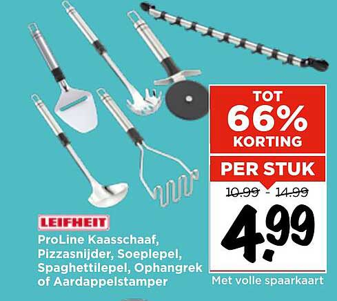 Leifheit ProLine Kaasschaaf, Pizzasnijder, Soeplepel, Spaghettilepel, Ophangrek of Aardappelstamper