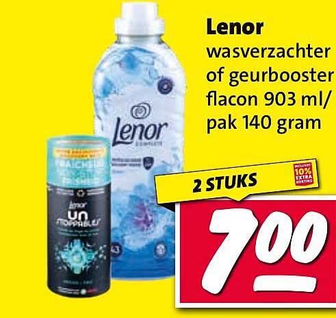 Lenor wasverzachter of geurb booster flacon 903 ml/pak 140 gram