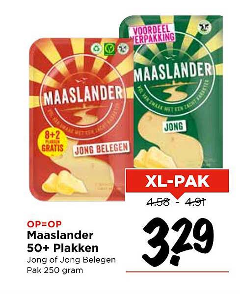 Maaslander 50+ Plakken Jong of Jong Belegen Pak 250 gram