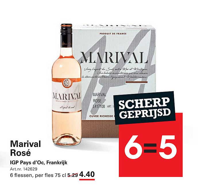 Marival Rosé IGP Pays d'Oc, Frankrijk - 6 flessen per fles 75 cl