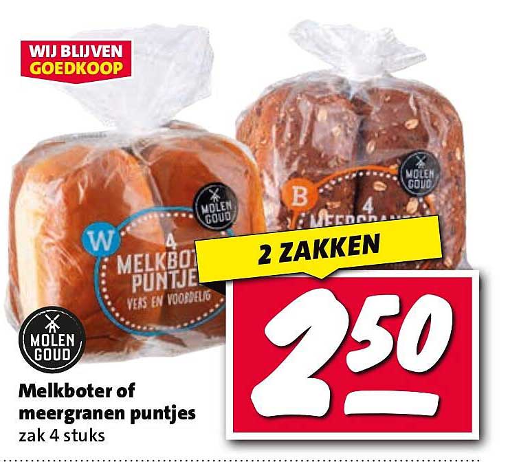 Melkboter of meergranen puntjes zak 4 stuks