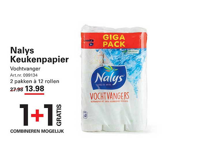 Nalys Keukenpapier Vochtvanger 2 pakken à 12 rollen
