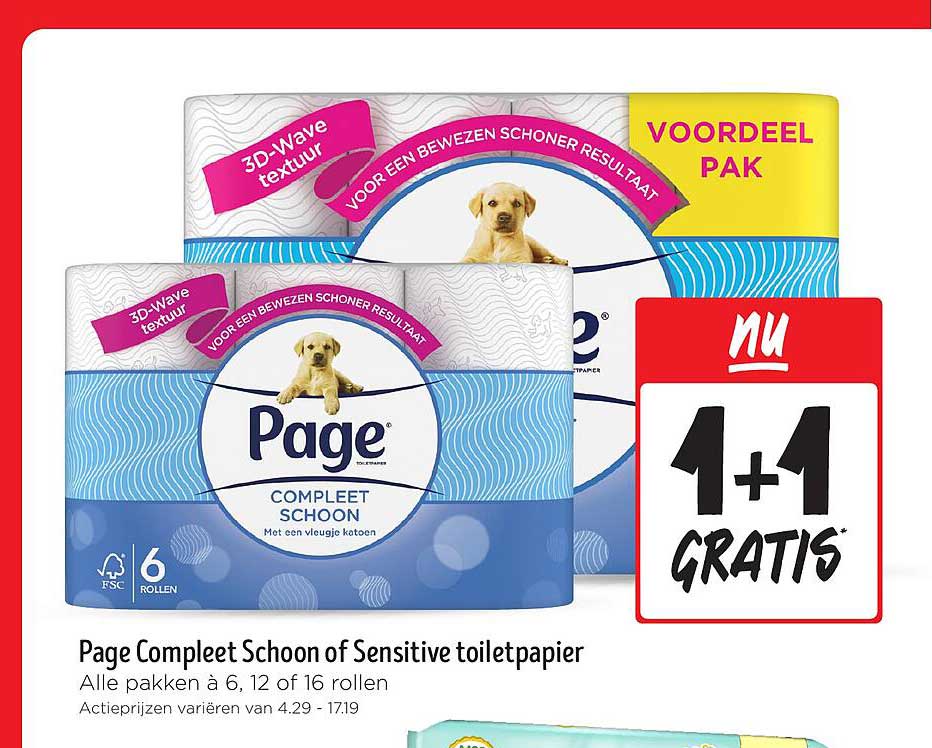 Page Compleet Schoon of Sensitive toiletpapier