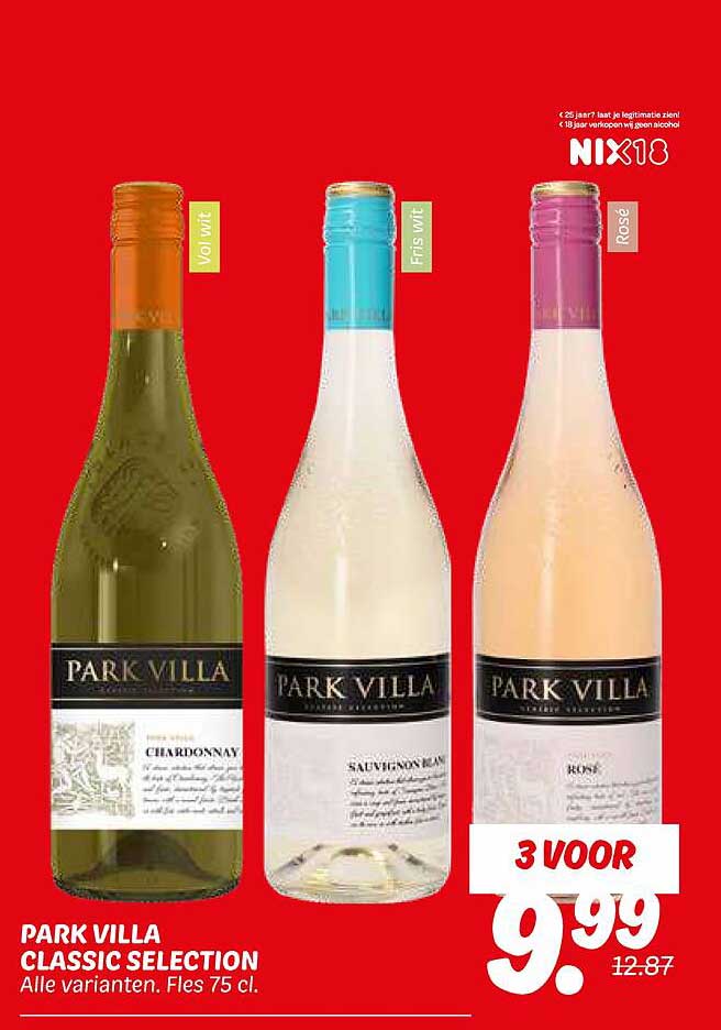 PARK VILLA CLASSIC SELECTION Alle varianten. Fles 75 cl.