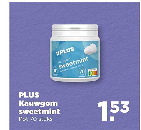 PLUS Kauwgom sweetmint Pot 70 stuks