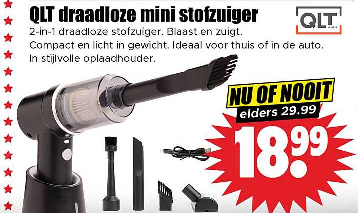 QLT draadloze mini stofzuiger