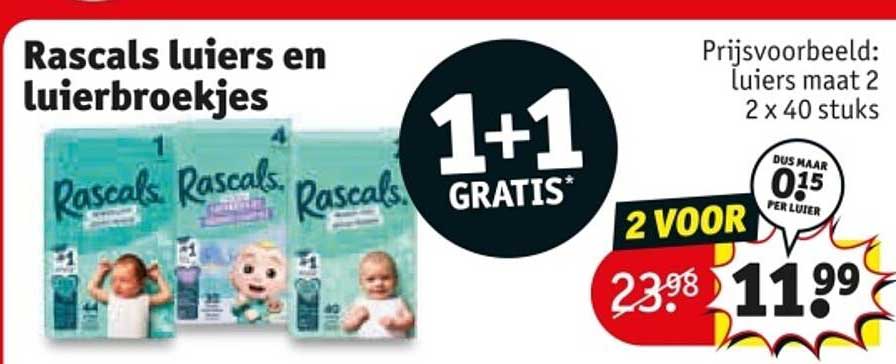Rascals luiers en luierbroekjes 1+1 GRATIS