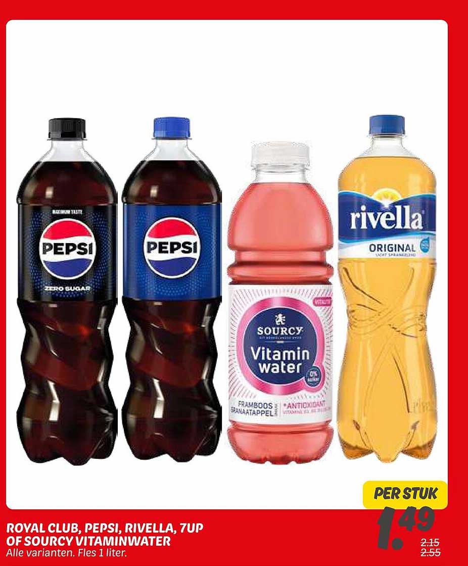 ROYAL CLUB, PEPSI, RIVELLA, 7UP OF SOURCY VITAMINWATER