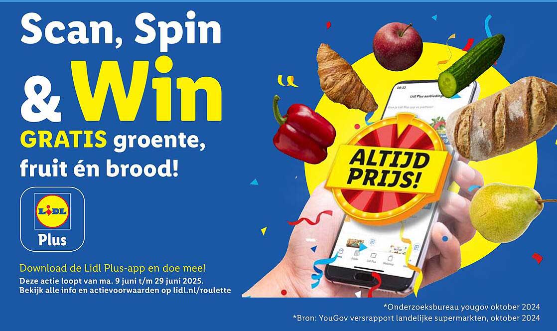 Scan, Spin & Win GRATIS groente, fruit én brood!