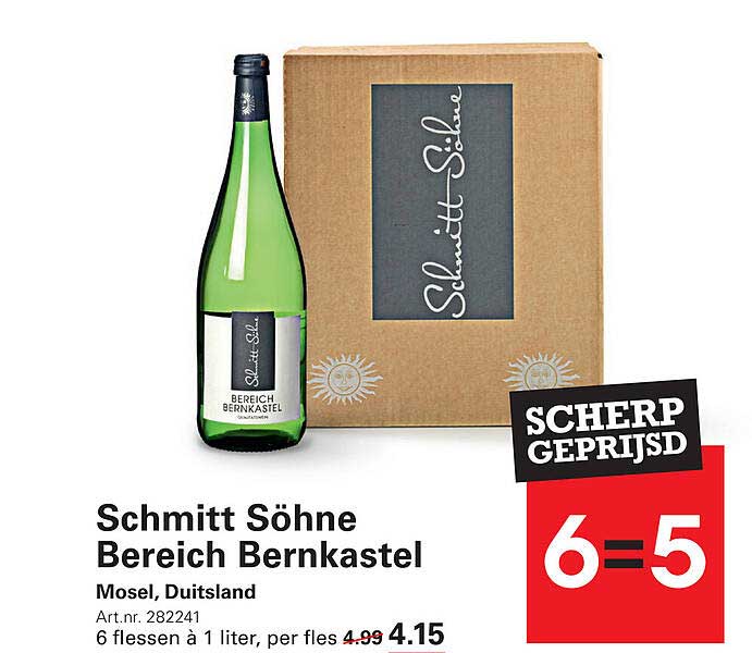 Schmitt Söhne Bereich Bernkastel - 6 flessen à 1 liter voor €4,15 per fles