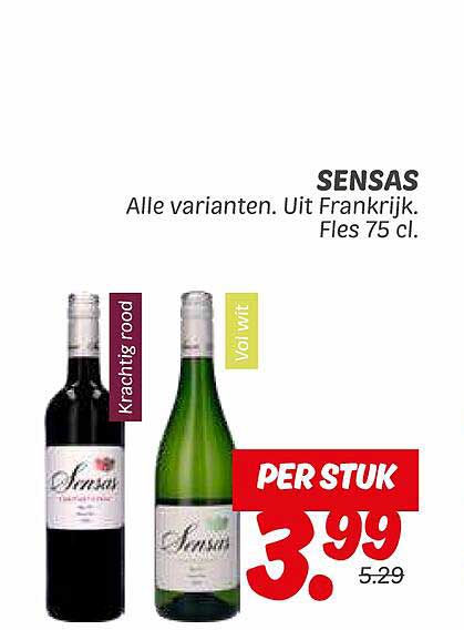 SENSAS - Alle varianten. Uit Frankrijk. Fles 75 cl.