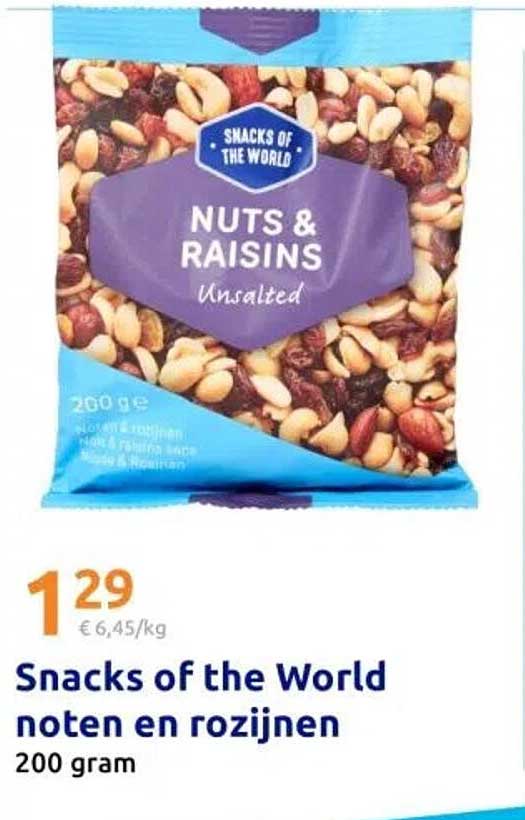 Snacks of the World noten en rozijnen