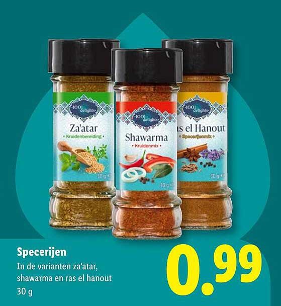 Specerijen in de varianten za'atar, shawarma en ras el hanout 30 g