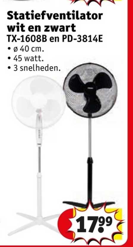 Statiefventilator wit en zwart TX-1608B en PD-3814E