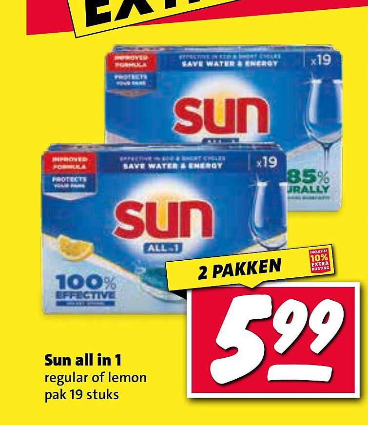 Sun all in 1 regular of lemon pak 19 stuks