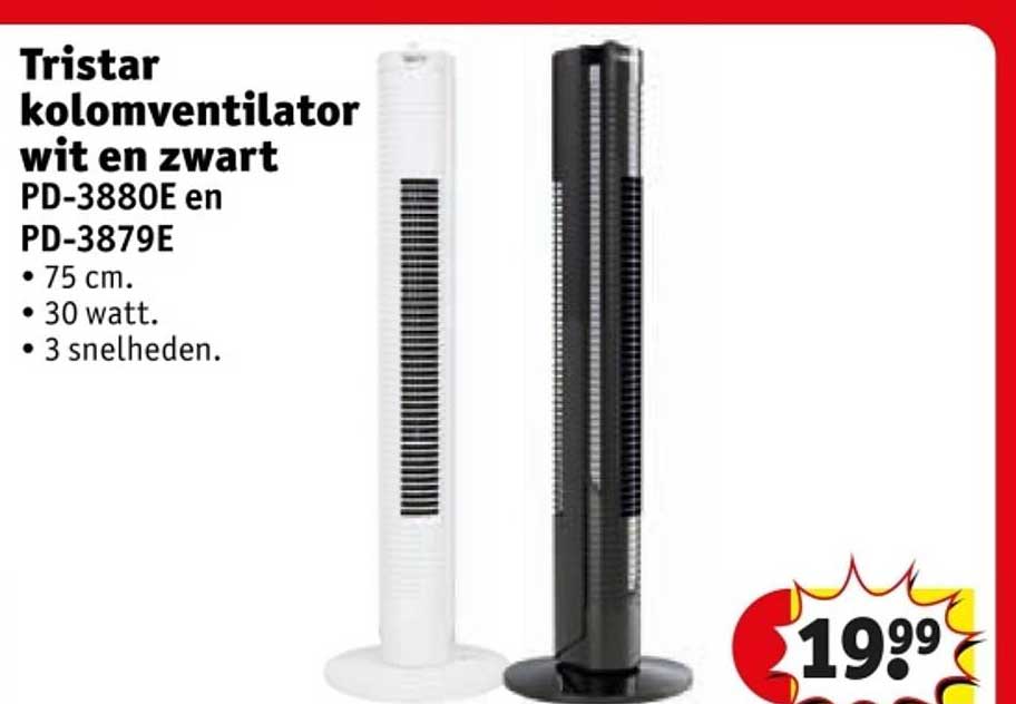 Tristar kolomventilator wit en zwart PD-3880E en PD-3879E