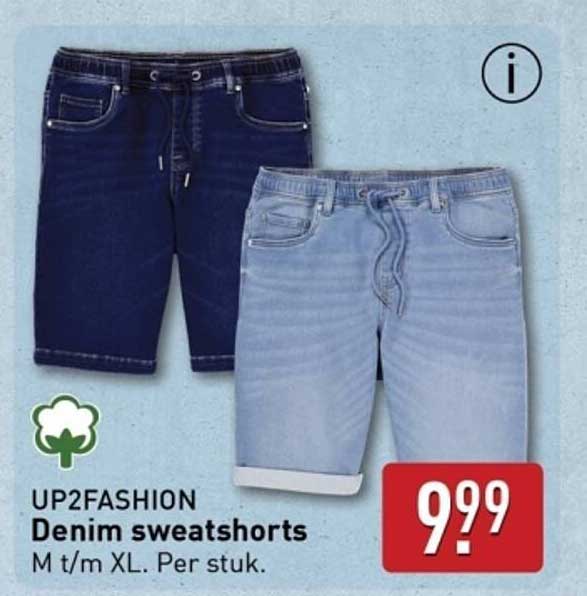 UP2FASHION Denim sweatshorts M t/m XL. Per stuk.