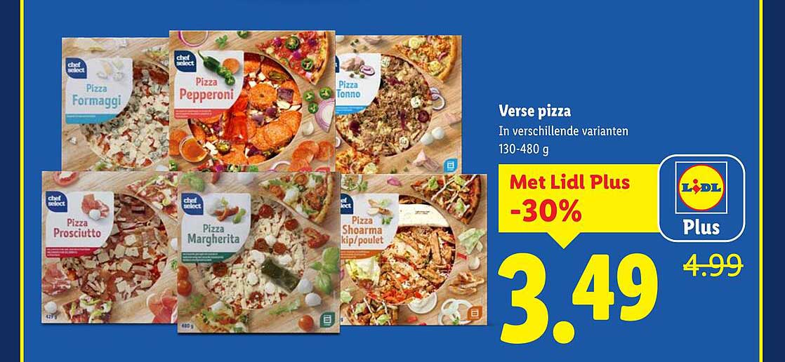 Verse pizza in verschillende varianten 130-480 g