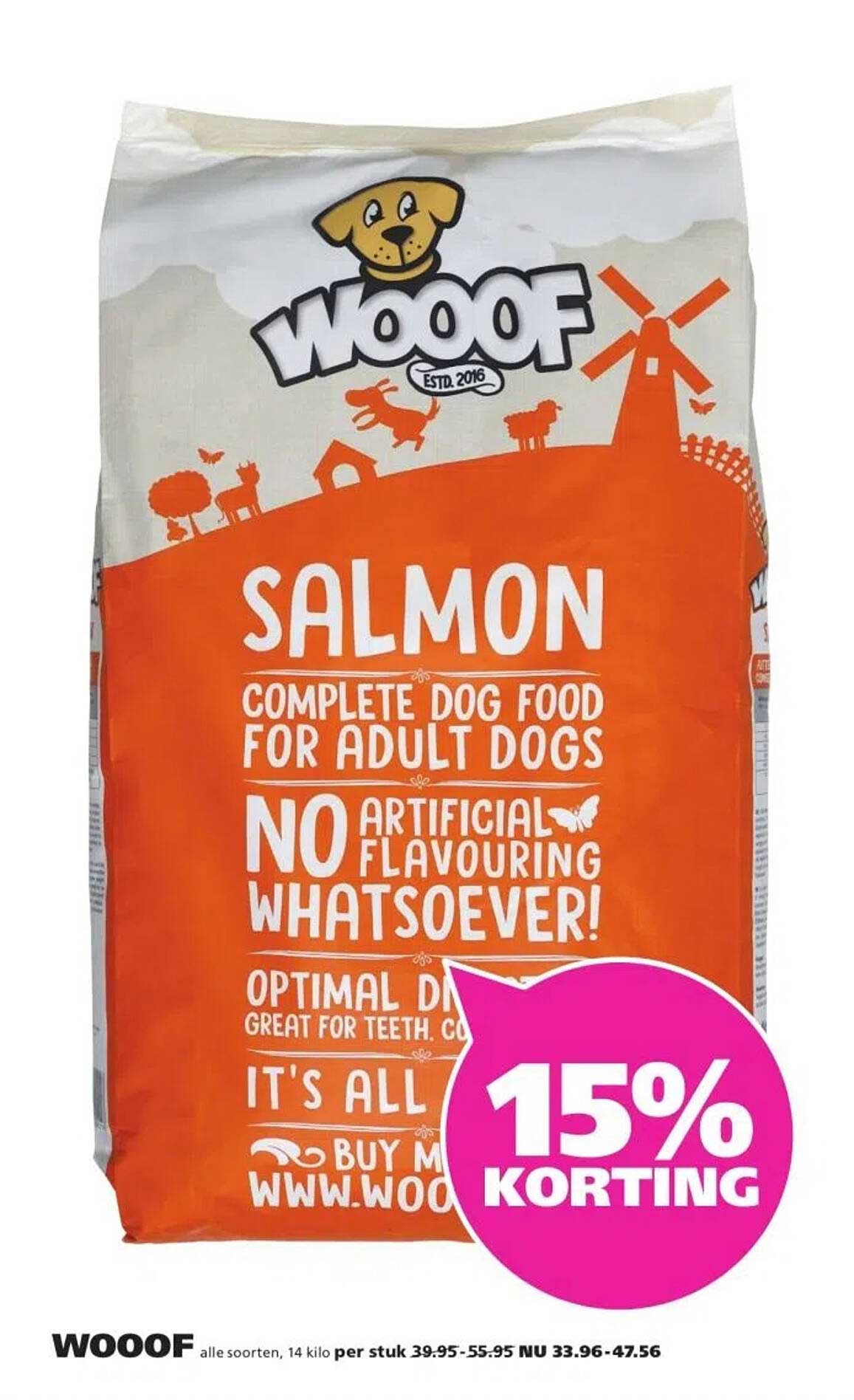 WOOOF Salmon Complete Dog Food voor Volwassen Honden - 15% Korting