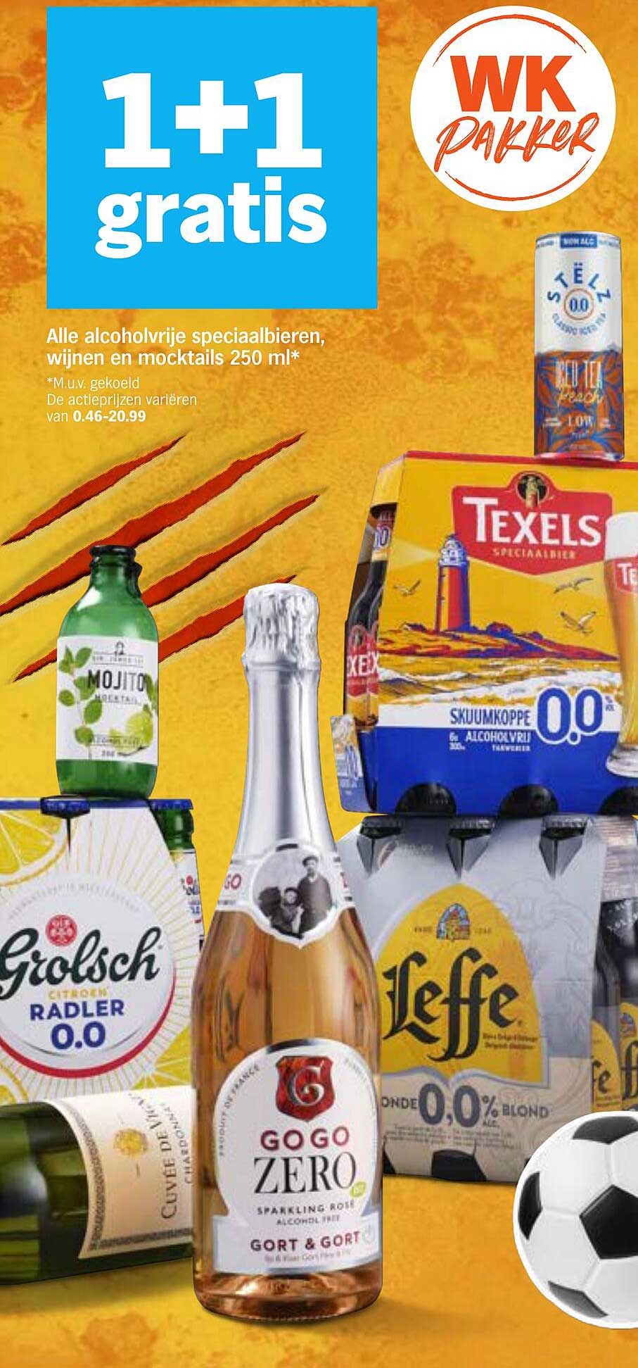 1+1 gratis Alle alcoholvrije speciaalbieren, wijnen en mocktails 250 ml*