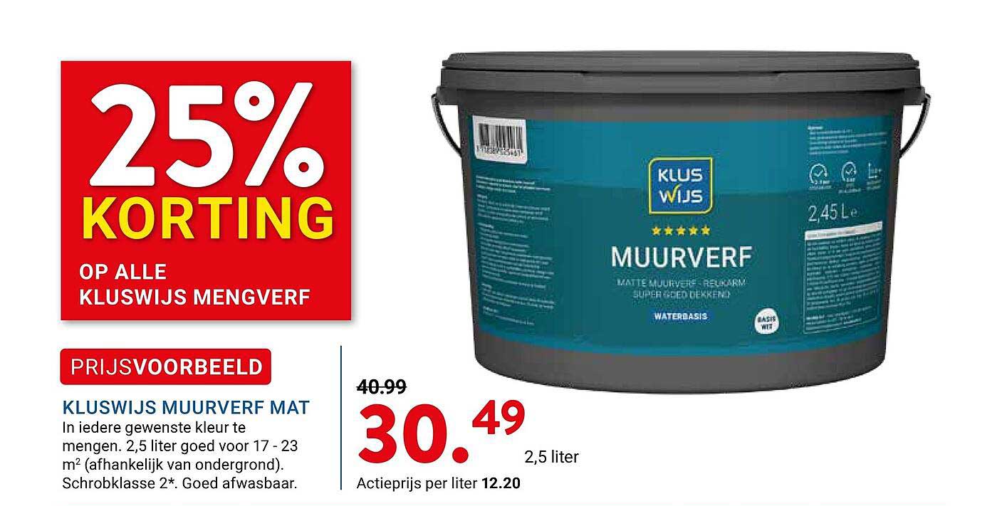 25% KORTING OP ALLE KLUSWIJS MENGVERF