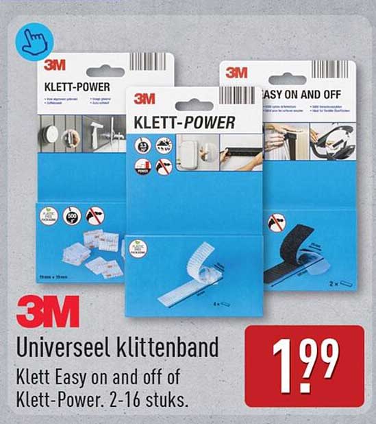 3M Universeel klittenband Klett Easy on and off of Klett-Power. 2-16 stuks.