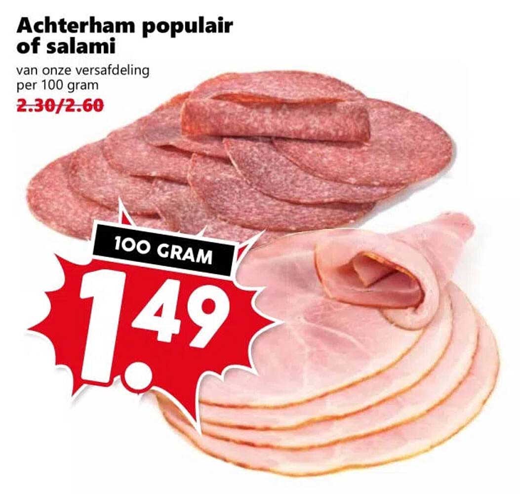Achterham populair of salami