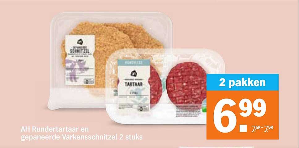 AH Rundertartaar en gepaneerde Varkensschnitzel 2 stuks