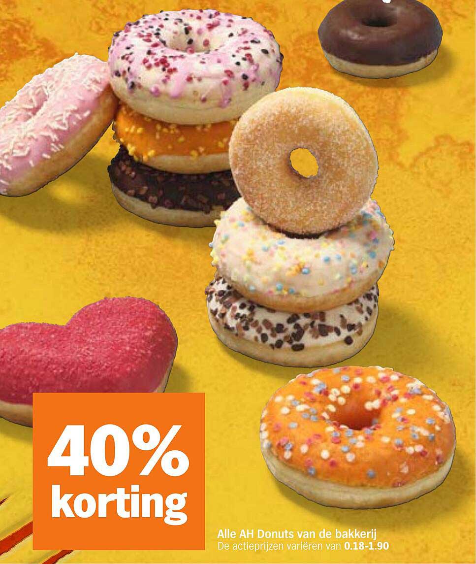 Alle AH Donuts van de bakkerij 40% korting