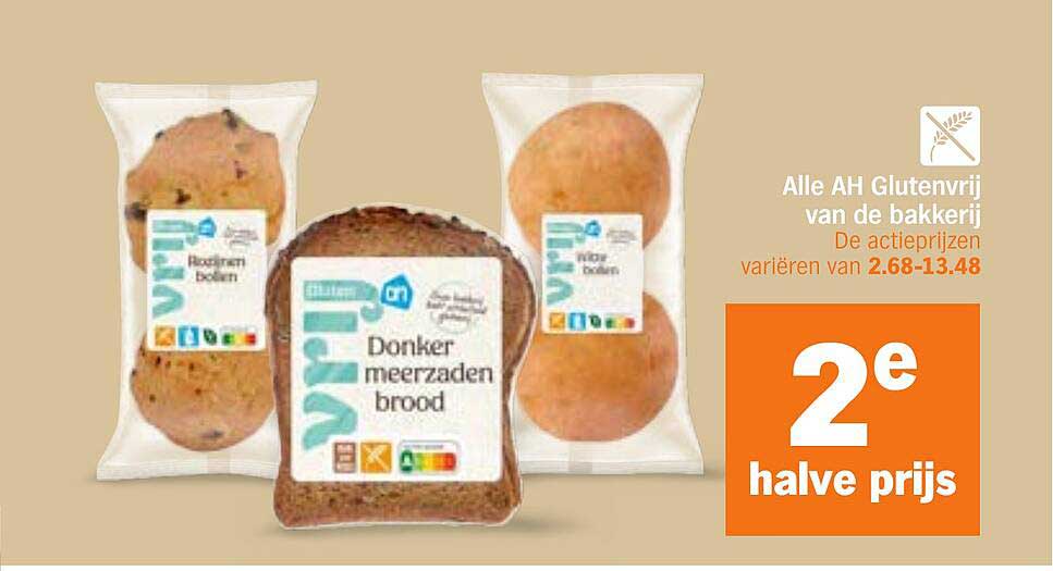 Alle AH Glutenvrij van de bakkerij 2e halve prijs