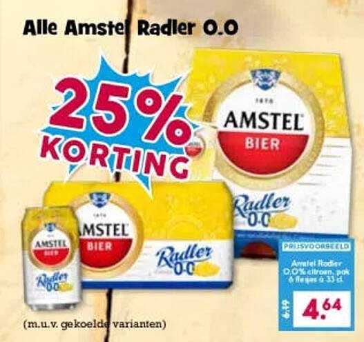Alle Amstel Radler 0.0 25% KORTING