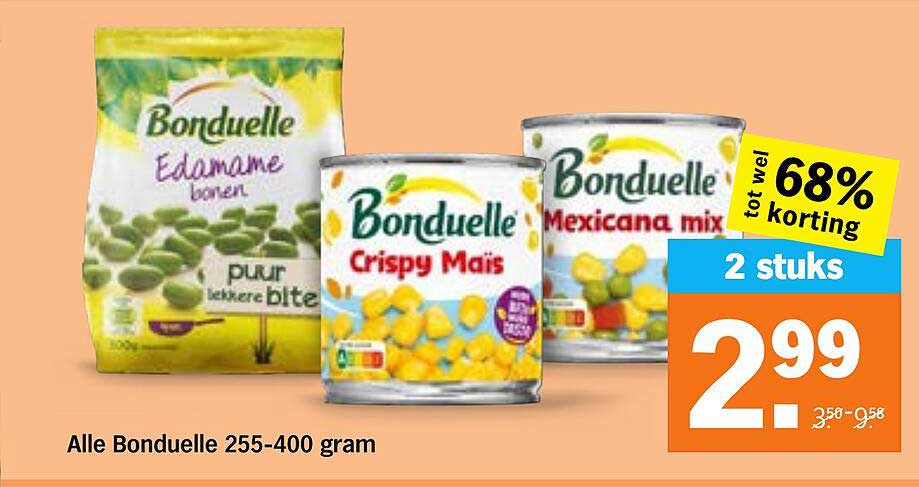 Alle Bonduelle 255-400 gram 2 stuks tot wel 68% korting