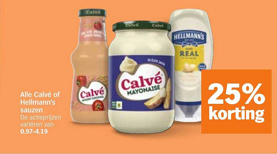 Alle Calvé of Hellmann’s sauzen 25% korting