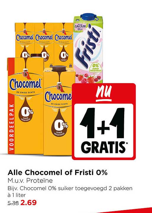 Alle Chocomel of Fristi 0% 1+1 GRATIS